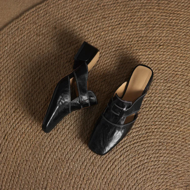 Leather Strap Mule Heels - LoakesBalvin