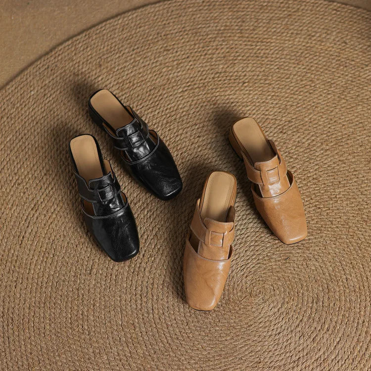 Leather Strap Mule Heels - LoakesBalvin