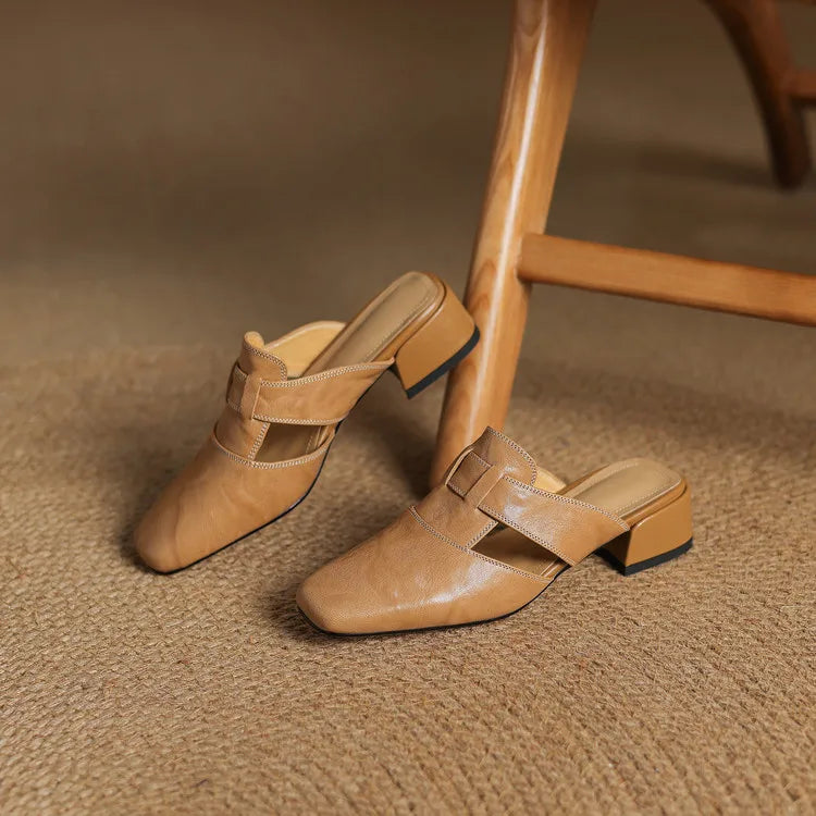 Leather Strap Mule Heels - LoakesBalvin