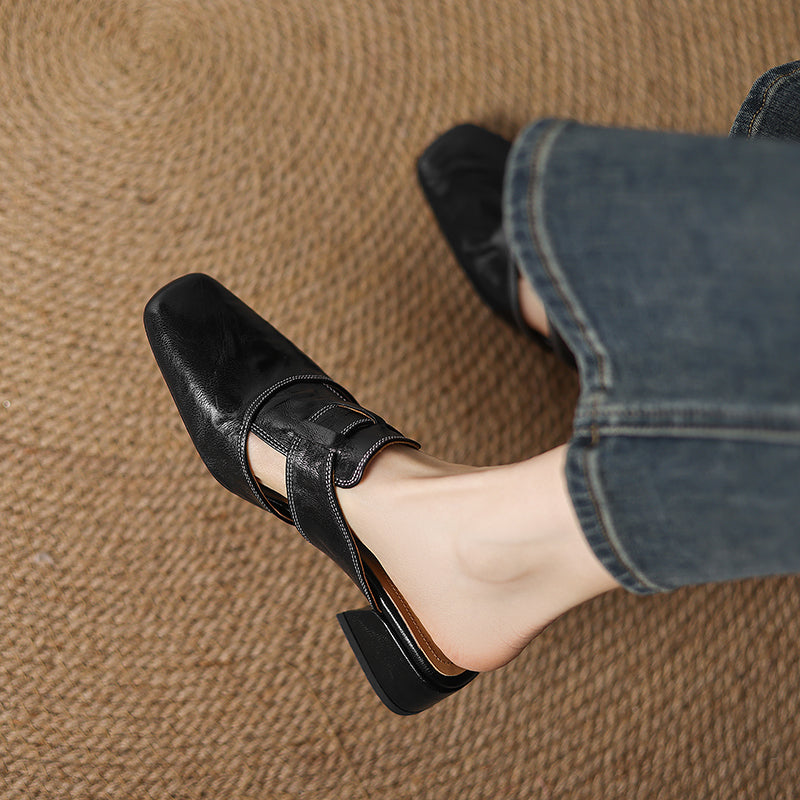 Leather Strap Mule Heels - LoakesBalvin