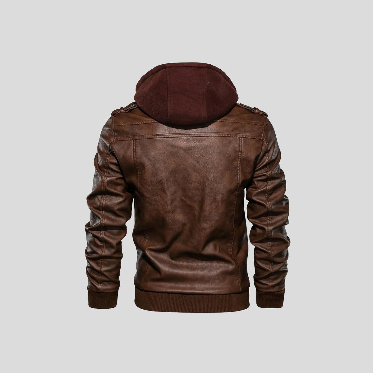 Men’s Hooded Faux Leather Jacket - LoakesBalvin