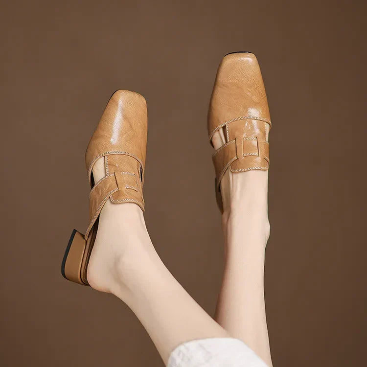 Leather Strap Mule Heels - LoakesBalvin