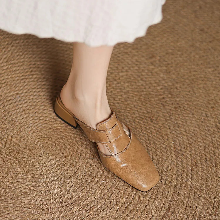 Leather Strap Mule Heels - LoakesBalvin
