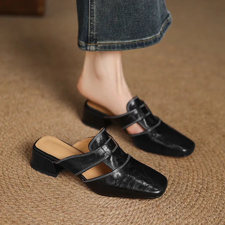Leather Strap Mule Heels - LoakesBalvin