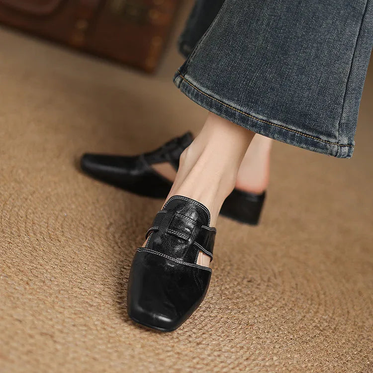 Leather Strap Mule Heels - LoakesBalvin