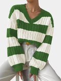 Classic Cable-Knit Striped Sweater - LoakesBalvin