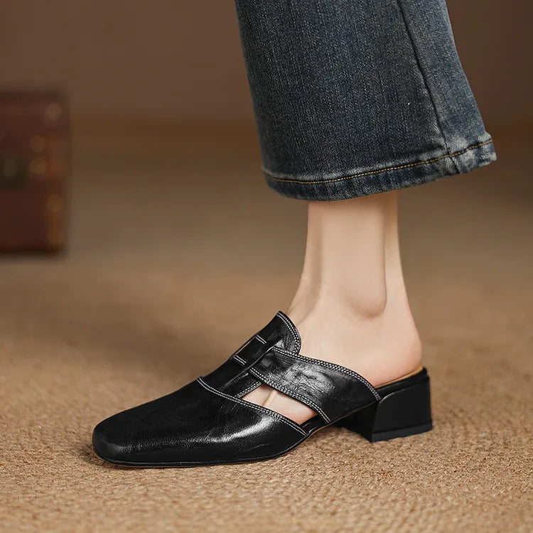 Leather Strap Mule Heels - LoakesBalvin