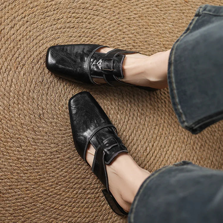 Leather Strap Mule Heels - LoakesBalvin