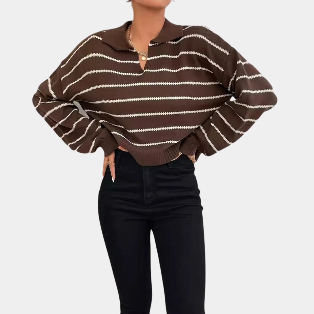 Classic Striped Knit Polo Sweater - LoakesBalvin