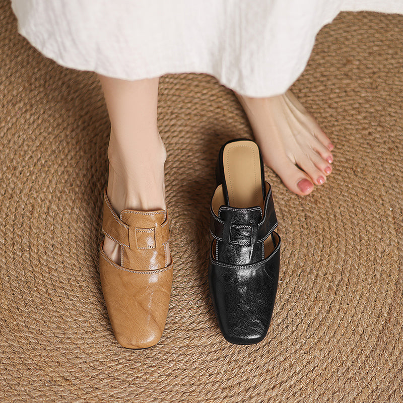 Leather Strap Mule Heels - LoakesBalvin