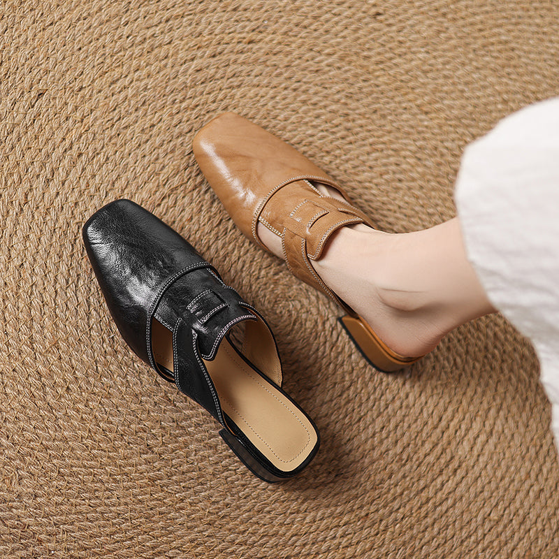 Leather Strap Mule Heels - LoakesBalvin