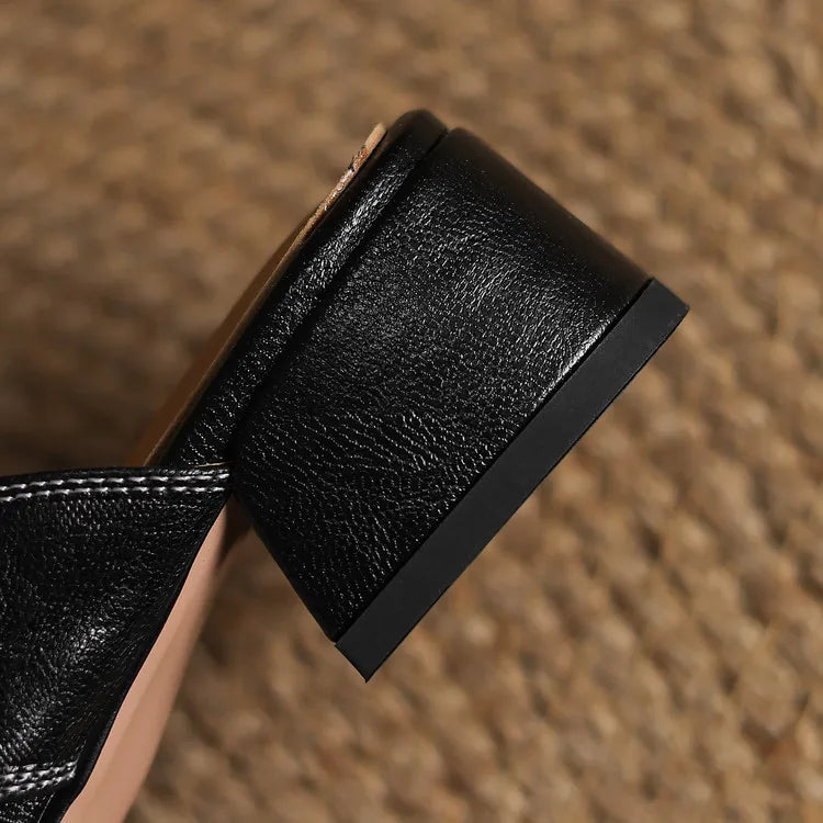 Leather Strap Mule Heels - LoakesBalvin