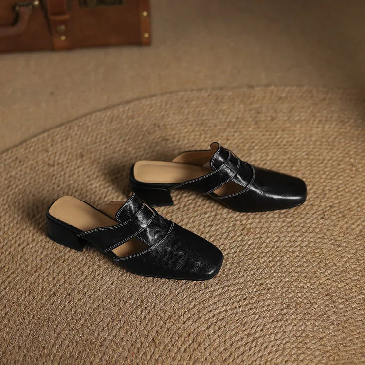 Leather Strap Mule Heels - LoakesBalvin
