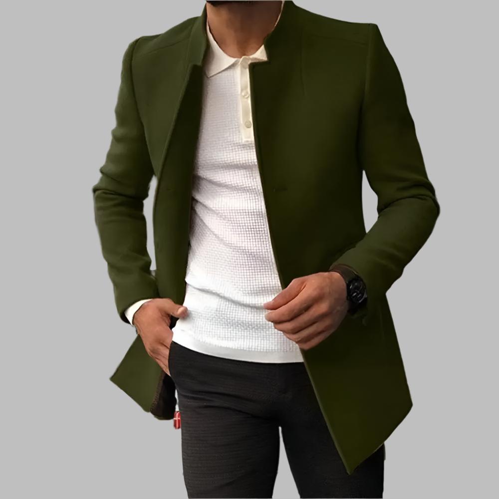 Men’s Modern Slim-Fit Olive Coat - LoakesBalvin