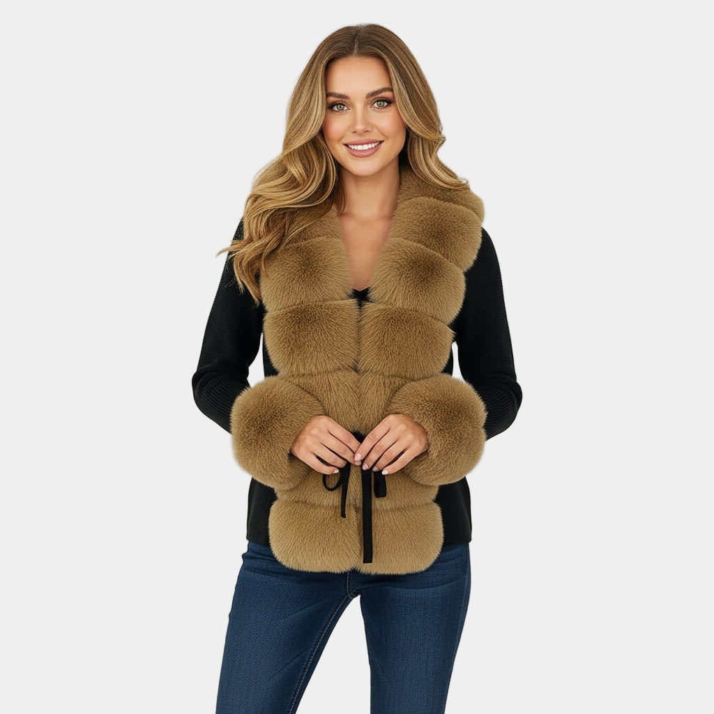Faux Fur Trim Knit Cardigan - LoakesBalvin