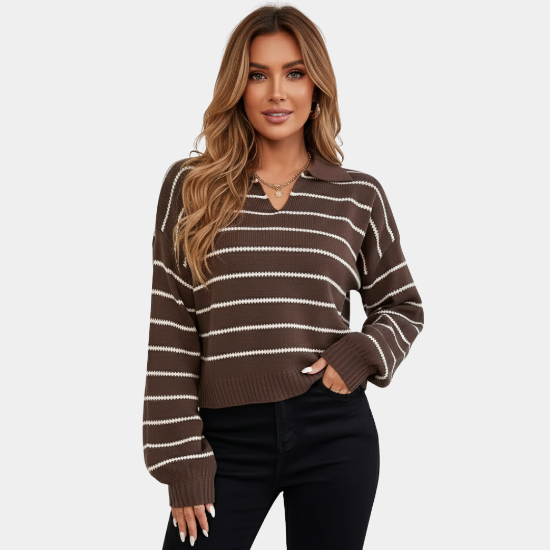 Classic Striped Knit Polo Sweater - LoakesBalvin