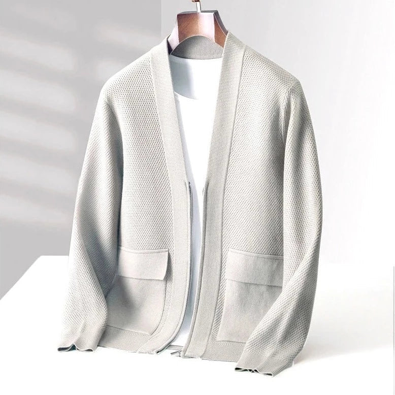 Men’s Minimalist Textured Knit Cardigan - LoakesBalvin