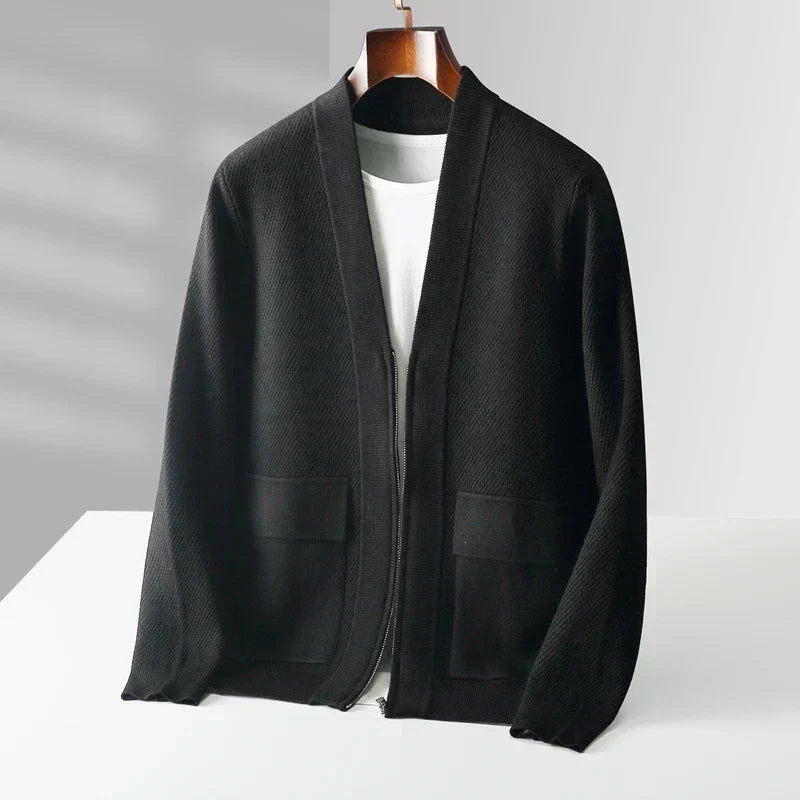 Men’s Minimalist Textured Knit Cardigan - LoakesBalvin