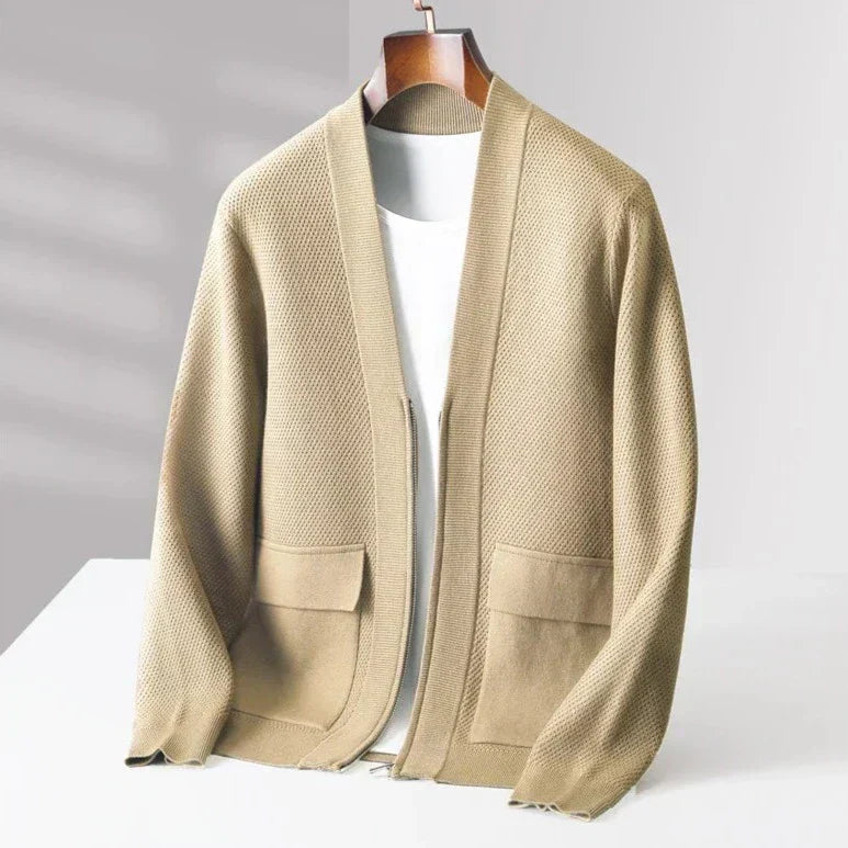 Men’s Minimalist Textured Knit Cardigan - LoakesBalvin