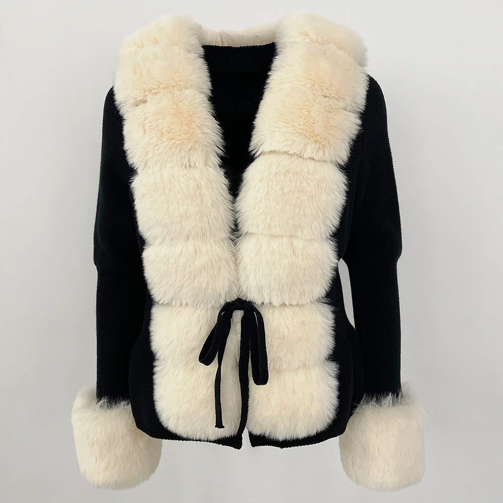 Faux Fur Trim Knit Cardigan - LoakesBalvin