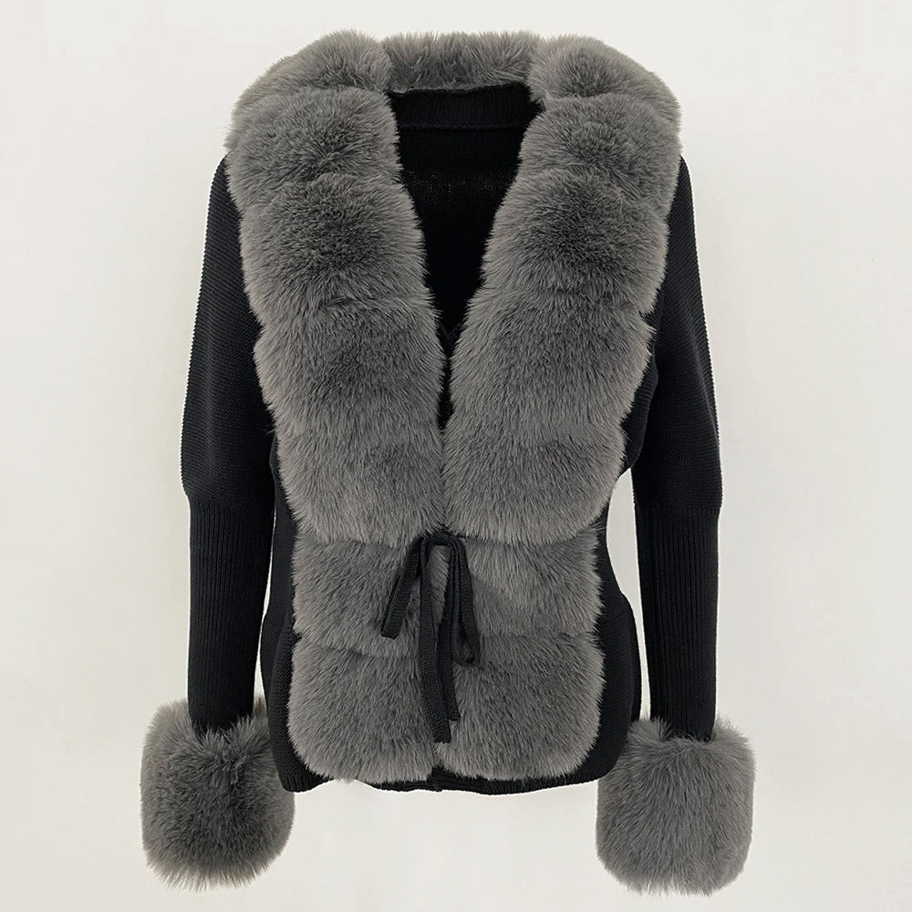 Faux Fur Trim Knit Cardigan - LoakesBalvin