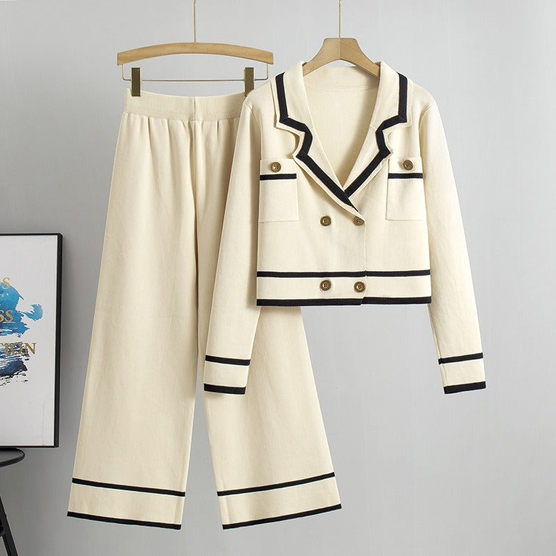 Elegant Two-Piece Women’s Contrast-Trim Suit Set - LoakesBalvin
